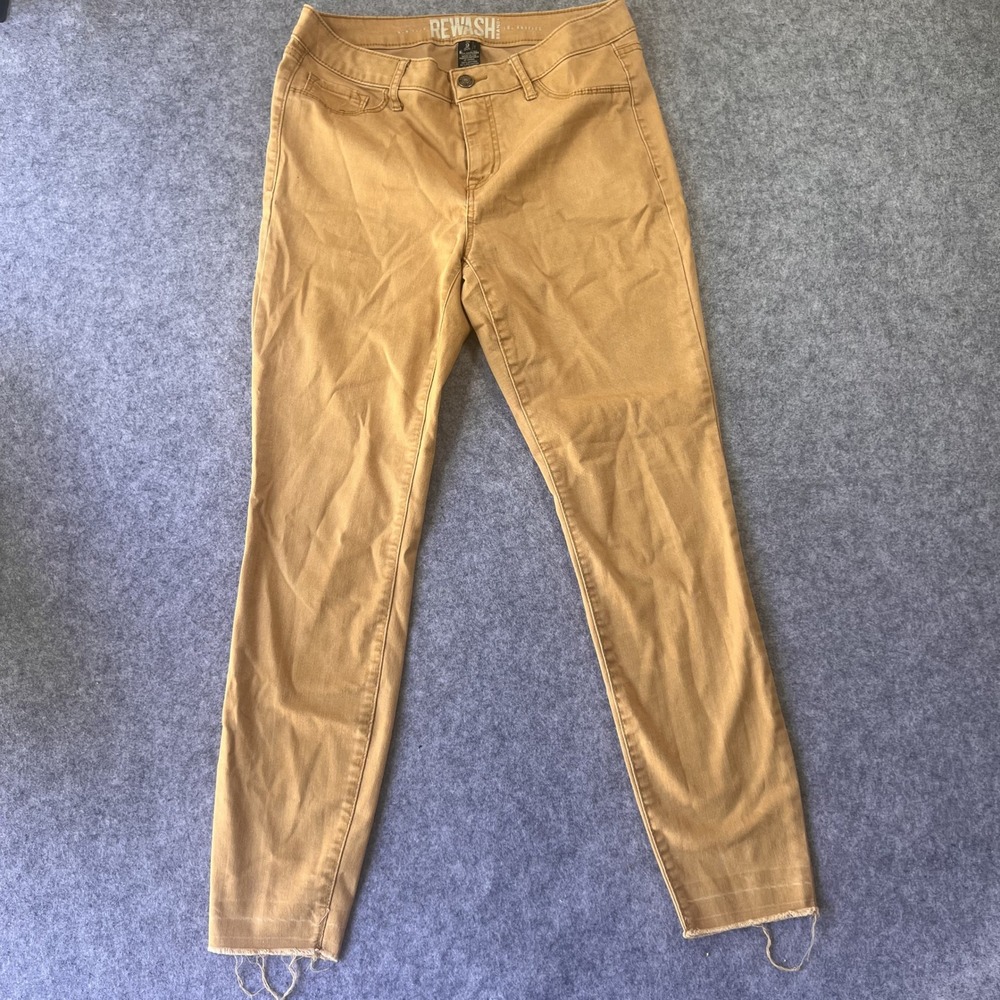 Rewash Skinny‎ Pants Size 9/29 Mustard Yellow Raw Hem Stretch Cotton Blend